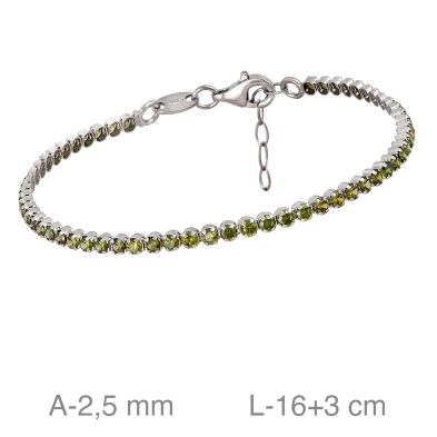 <STRONG>Pulsera mujer plata</STRONG> riviere verde. <STRONG>Pulsera</STRONG> modelo riviere con circonitas verdes para<STRONG> m