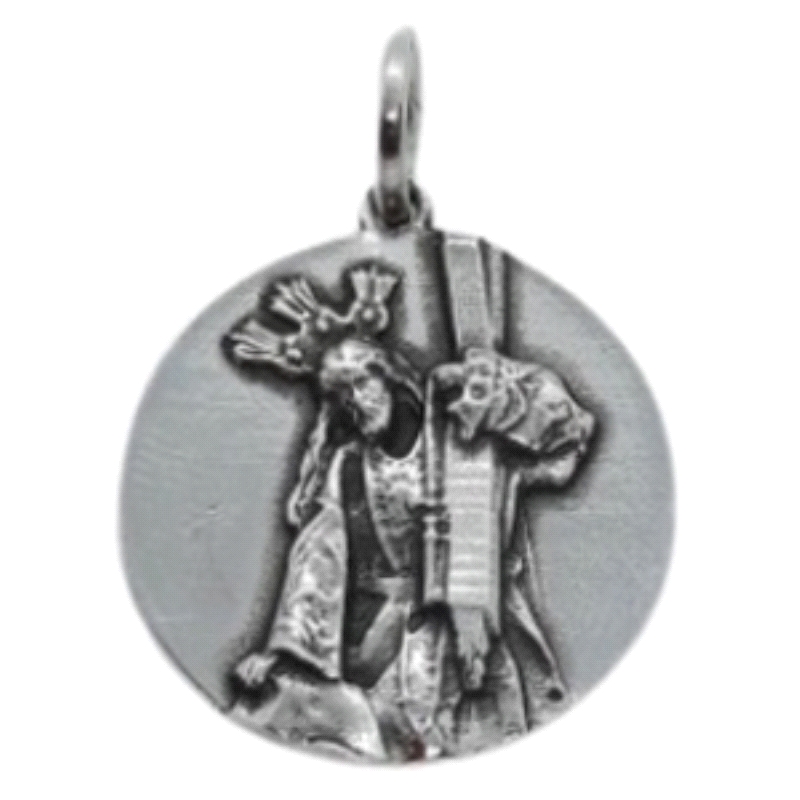 Medalla del Cristo de la misericordia, llamado en Málaga El Chiquito.<BR>Tamaño 21 mm. fabricada en plata de 1ª Ley.