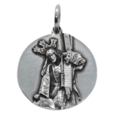 Medalla del Cristo de la misericordia, llamado en Málaga El Chiquito.<BR>Tamaño 21 mm. fabricada en plata de 1ª Ley.