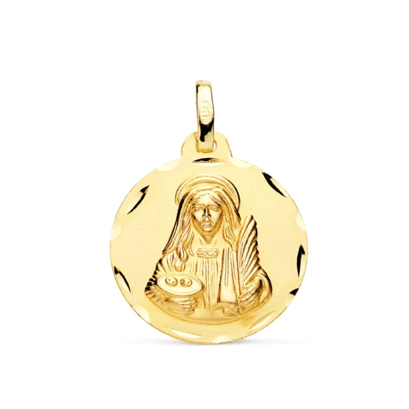 <p>Medalla<strong> Santa Lucia</strong><br />Medida 18mm. de Diametro.<br />Fabricado en <strong>Oro de 18 Kilates</strong><br /