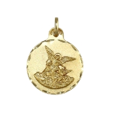 Medalla San Miguel oro 21mm<BR>Esta<STRONG> medalla de San&nbsp;Miguel</STRONG> es redonda con un tamaño de 21mm. Lleva a reliev