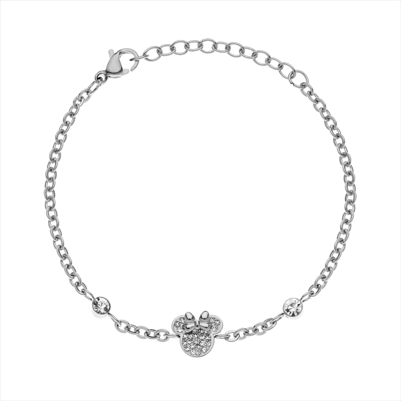 <STRONG>Pulsera Minnie</STRONG> piedras blancas acero <STRONG>Disney B600589RWL-B.CJ</STRONG>. <STRONG>Pulsera</STRONG> para chi