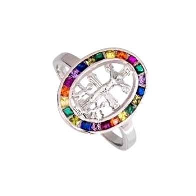 <STRONG>Anillo plata cruz caravaca mujer</STRONG> arco iris. <STRONG>Anillo</STRONG> para<STRONG> mujer</STRONG> de <STRONG>plat