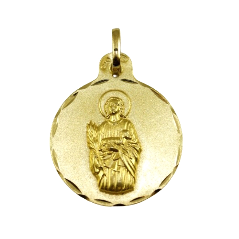 Medalla Santa Ines 21mm<BR>Esta medalla religiosa&nbsp;Santa Ines, esta fabricada en oro de 18 kilates. Tiene forma redonda con 