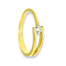 Anillo oro con circonita<BR>Anillo mujer con circonita<BR>Anillo fabricado en oro de 18 kilates con una circonita central de 4mm