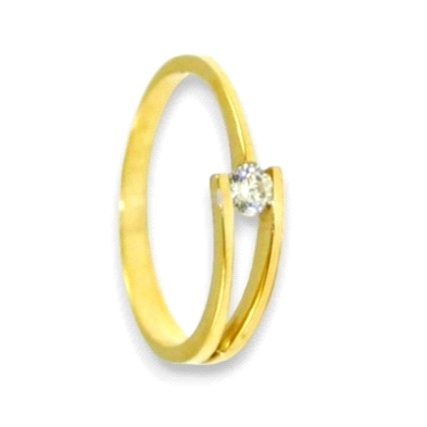 Anillo oro con circonita<BR>Anillo mujer con circonita<BR>Anillo fabricado en oro de 18 kilates con una circonita central de 4mm