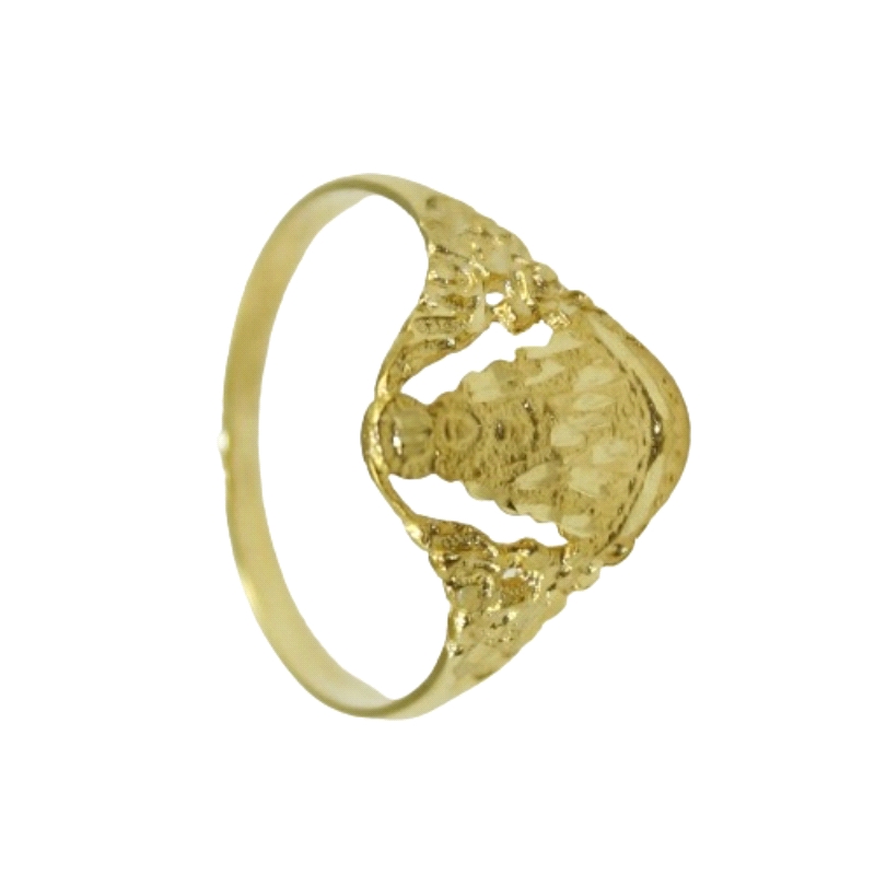 Anillo Virgen del Rocio oro<BR>Anillo con la imagen de la Virgen del Rocio de Huelva. Tiene una medida de 12 mm la parte central
