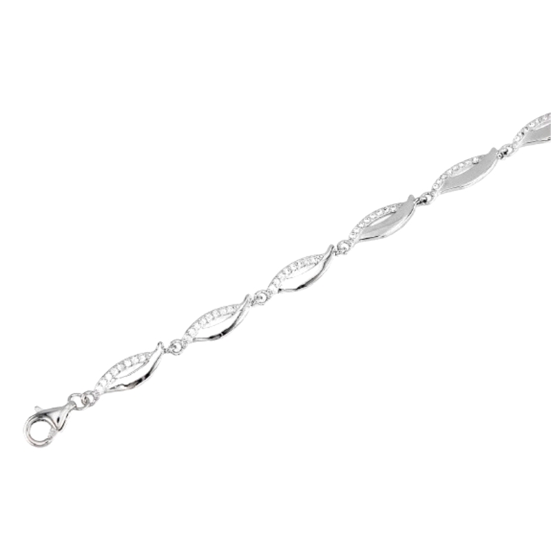 <STRONG>Pulsera plata mujer</STRONG> circonitas.<STRONG> Pulsera</STRONG> para <STRONG>mujer</STRONG> lisa adornada con circonit