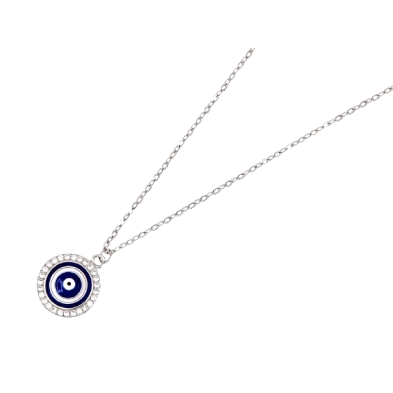 <STRONG>Collar ojo turco plata mujer</STRONG>. <STRONG>Gargantilla</STRONG> con <STRONG>ojo turco</STRONG> esmaltado para <STRON