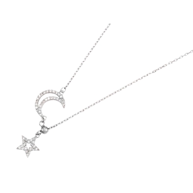 <STRONG>Collar plata mujer estrella y luna</STRONG>. <STRONG>Collar</STRONG> para <STRONG>mujer</STRONG> con una<STRONG> estrell