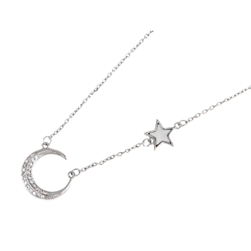 <STRONG>Collar luna</STRONG> con estrella <STRONG>mujer plata</STRONG>. <STRONG>Gargantilla</STRONG> para<STRONG> mujer</STRONG>