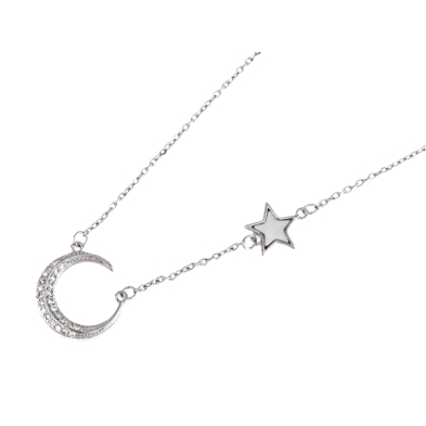 <STRONG>Collar luna</STRONG> con estrella <STRONG>mujer plata</STRONG>. <STRONG>Gargantilla</STRONG> para<STRONG> mujer</STRONG>