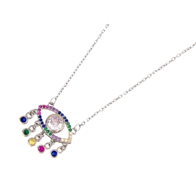 <STRONG>Collar plata mujer</STRONG> ojo turco multicolor.<STRONG> Collar</STRONG> para <STRONG>mujer</STRONG> de <STRONG>plata</