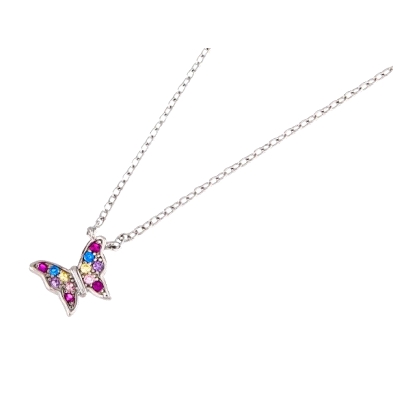 <STRONG>Collar plata mariposa</STRONG> colores <STRONG>mujer</STRONG>. <STRONG>Gargantilla</STRONG> para <STRONG>mujer</STRONG> 