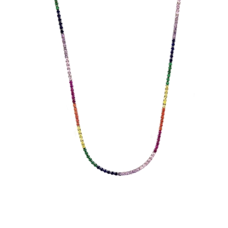 <STRONG>Collar plata mujer</STRONG> circonitas de colores. <STRONG>Collar</STRONG> para <STRONG>mujer</STRONG> con circonitas de