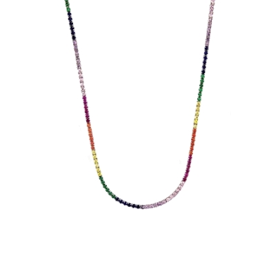 <STRONG>Collar plata mujer</STRONG> circonitas de colores. <STRONG>Collar</STRONG> para <STRONG>mujer</STRONG> con circonitas de