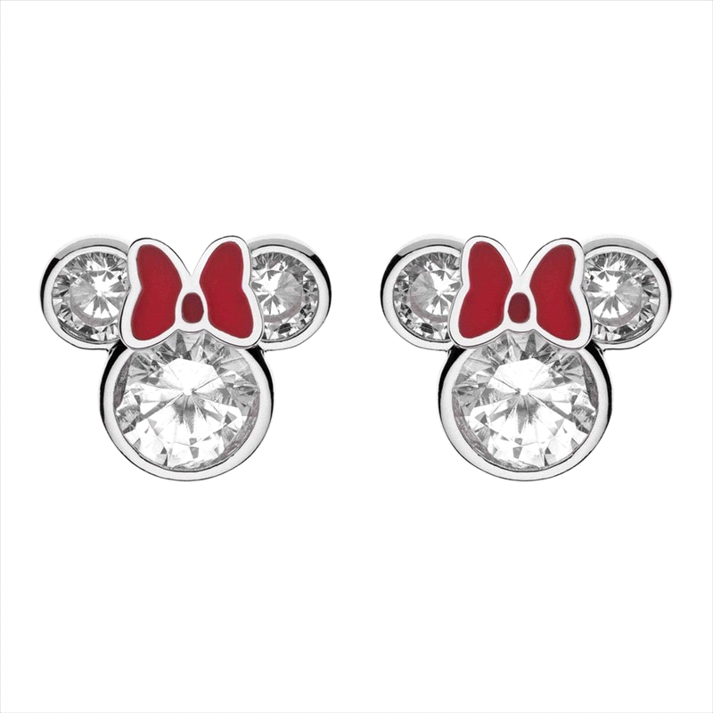 <STRONG>Pendiente plata Disney Minnie</STRONG> con lazo rojo. <STRONG>Pendiente</STRONG> para<STRONG> niña</STRONG> de <STRONG>p