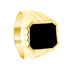 <p>Sello de caballero fabricado en oro de 18 kilates<br />Piedra onix rectangular facetado 14x12mm<br />Este producto se entrega