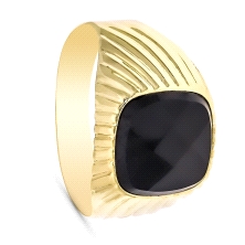 <p>Sello para caballero fabricado en oro de 18 kilates<br />Piedra onix facetada 11x11mm.<br />Este producto se entrega estuchad