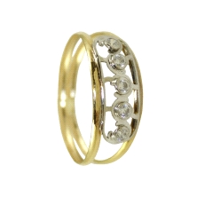 <P><STRONG>Sortija bicolor para mujer con circonitas</STRONG>&nbsp; <BR><STRONG>Anillo de oro amarillo</STRONG> con el frente en