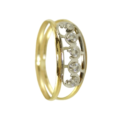 <P><STRONG>Sortija bicolor para mujer con circonitas</STRONG> <BR><STRONG>Anillo de oro amarillo</STRONG> con el frente en <P><STRONG>Sortija bicolor para mujer con circonitas</STRONG> <BR><STRONG>Anillo de oro amarillo</STRONG> con el frente en