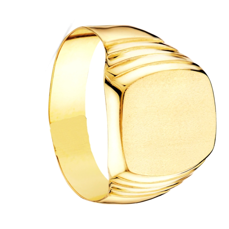 <STRONG>Anillo Sello oro 18k</STRONG>&nbsp;&nbsp;&nbsp; <BR><STRONG>Anillo de hombre</STRONG> con tallados lineales en los later