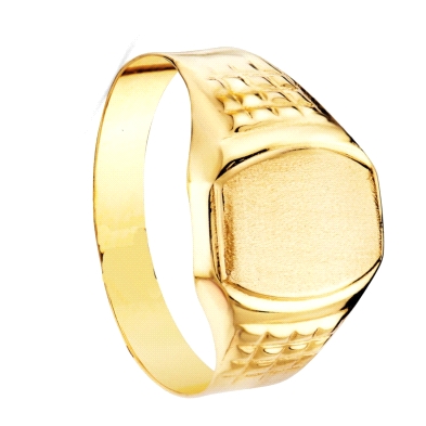 <STRONG>Anillo de hombre oro</STRONG><BR><STRONG>Anillo hombre oro</STRONG> con tallado laterales. Tamaño de la plaza de 12 x 9 