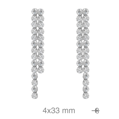 <STRONG>Pendiente plata riviere mujer</STRONG>. <STRONG>Pendiente</STRONG> de <STRONG>plata</STRONG> con doble cadena con circon