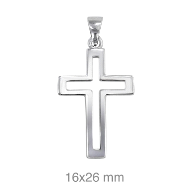 <STRONG>Cruz de plata doble</STRONG>.<STRONG> Cruz</STRONG> de<STRONG> plata</STRONG> con diseño doble fabricada en plata de pri