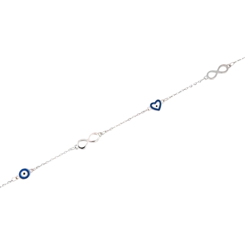 <STRONG>Pulsera plata infinitos</STRONG> y <STRONG>ojos turcos</STRONG>. <STRONG>Pulsera </STRONG>de <STRONG>plata</STRONG> rodi