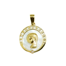 <STRONG>Medalla virgen niña oro nacar</STRONG>. <STRONG>Medalla virgen niña</STRONG>&nbsp;de 14 mm fabricada en <STRONG>oro</STR