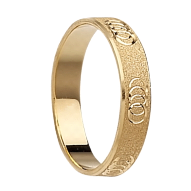 <STRONG>Alianza</STRONG> 4mm <STRONG>oro</STRONG> aros enlazados. <STRONG>Alianza</STRONG>&nbsp;de boda en 4mm arenada con talla