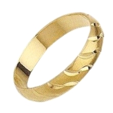 <STRONG>Alianza</STRONG> arenada 4mm <STRONG>oro</STRONG> ola.<STRONG> Alianza</STRONG> con terminación arenada con tallado de o