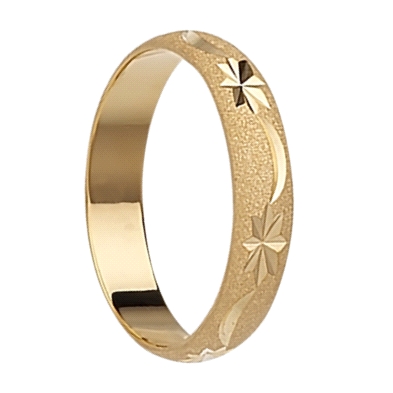 <STRONG>Alianza oro tallada 3 mm lunas y estrellas. Anillo de boda oro amarillo 3mm </STRONG>tallado con dibujo de lunas y estre