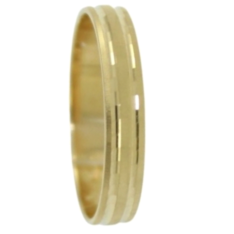 <STRONG>Alianza 3.5mm oro</STRONG> plana tallada. <STRONG>Alianza</STRONG> de 3.5mm para boda plana matizada con los línes en br