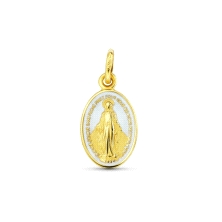 <STRONG>Medalla Virgen Milagrosa</STRONG> 14mm <STRONG>oro 18 kilates</STRONG> blanca. <STRONG>Medalla</STRONG> de la <STRONG>Vi