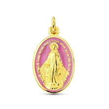 <STRONG>Medalla Virgen Milagrosa rosa</STRONG> 20mm <STRONG>oro 18k</STRONG>. <STRONG>Medalla</STRONG> de la<STRONG> Virgen Mila