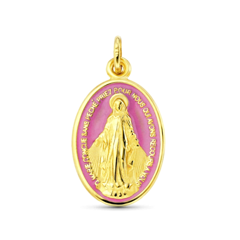 <STRONG>Medalla Virgen Milagrosa rosa</STRONG> 20mm <STRONG>oro 18k</STRONG>. <STRONG>Medalla</STRONG> de la<STRONG> Virgen Mila