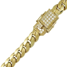 <P>Pulsera cubana para hombre, fabricada en oro de 18 kilates.<BR>Con circonitas de adorno en el cierre.<BR>Largo&nbsp;20 cm. An