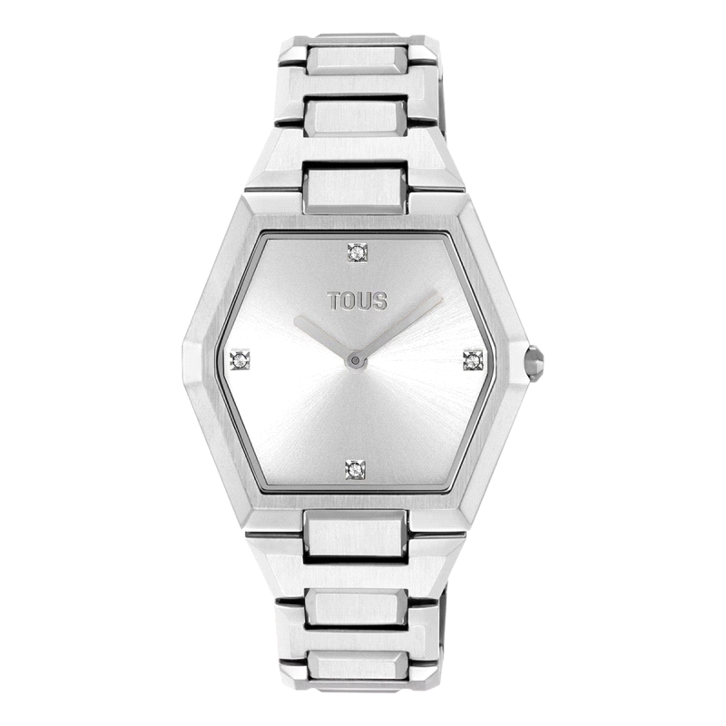 <STRONG>Reloj Tous exagonal acero 3000136600</STRONG>. Reloj para mujer de acero inoxidable con movimiento de cuarzo analógico y