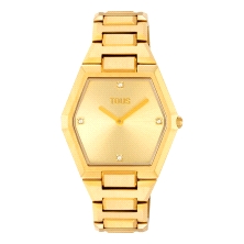 <STRONG>Reloj Tous 3000136500 dorado exagonal</STRONG>. Reloj Tous de mujer con corre y caja de acero con IP dorado. <STRONG>Rel