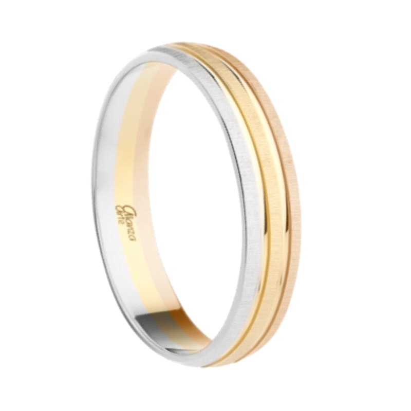 <STRONG>Alianza 4mm tricolor oro 18k</STRONG>. Preciosa <STRONG>alianza</STRONG> de <STRONG>4mm</STRONG> con los tres tipos de o