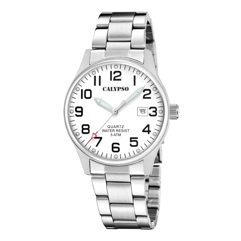 <STRONG>Reloj Calypso para hombre K5860/1. Reloj Calypso K5860/1</STRONG> de acero inoxidable con esfera blanca, caja de 39.5mm 