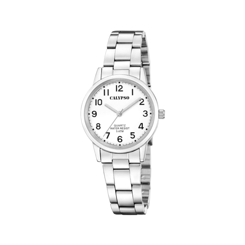 <STRONG>Reloj Calypso mujer K5859/1 acero</STRONG>. <STRONG>Reloj Calypso K5859/1</STRONG> de acero con esfera blanca para mujer