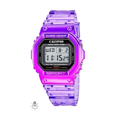 <STRONG>Reloj Calypso K5874/2 unisex morado</STRONG>. <STRONG>Reloj Calypso K5874/2</STRONG> unisex color morado digital con luz