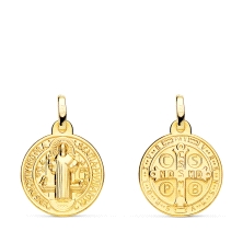 <STRONG>Medalla oro San Benito 16mm</STRONG>. <STRONG>Colgante San Benito</STRONG> fabricado en <STRONG>oro</STRONG> de <STRONG>