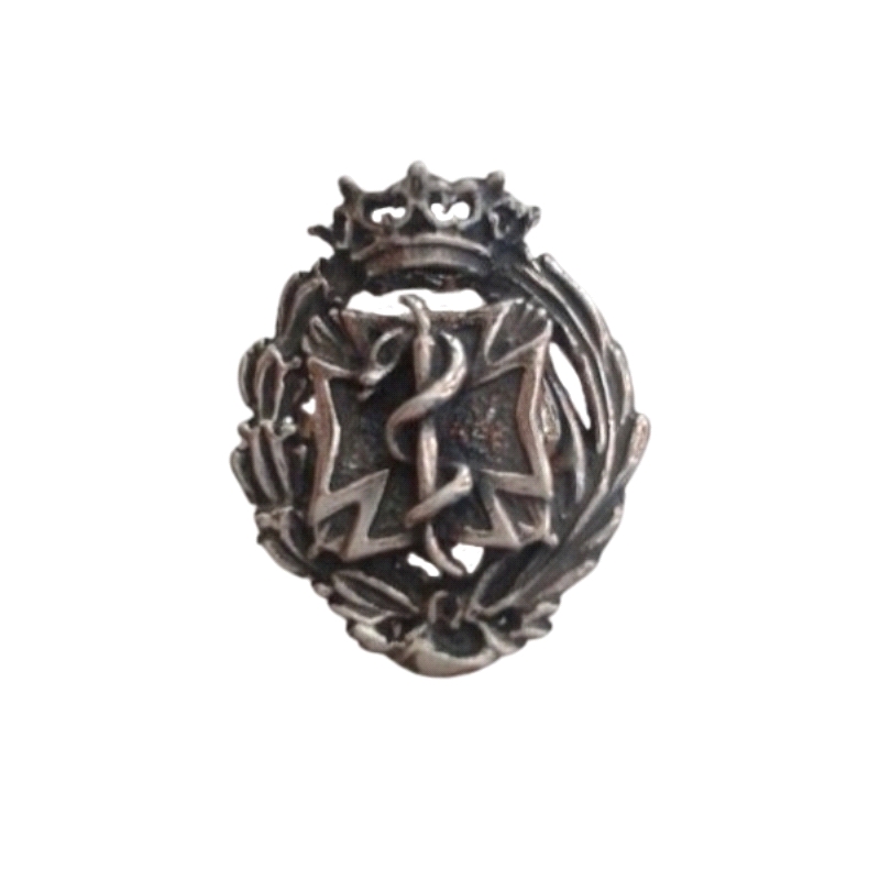 Emblema profesional de Odontología. Insignia profesional fabricada en plata de primera ley (925 milesimas). Insignia de solapa, 