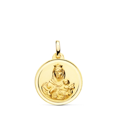 <STRONG>Medalla 18 mm Virgen del Carmen oro 18k bisel</STRONG>. <STRONG>Medalla</STRONG> de la <STRONG>Virgen del Carmen</STRONG