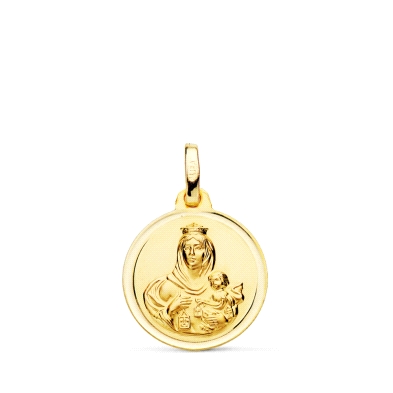 <STRONG>Medalla 16 mm Virgen del Carmen oro 18k bisel</STRONG>. <STRONG>Medalla</STRONG> de la<STRONG> Virgen del Carmen</STRONG