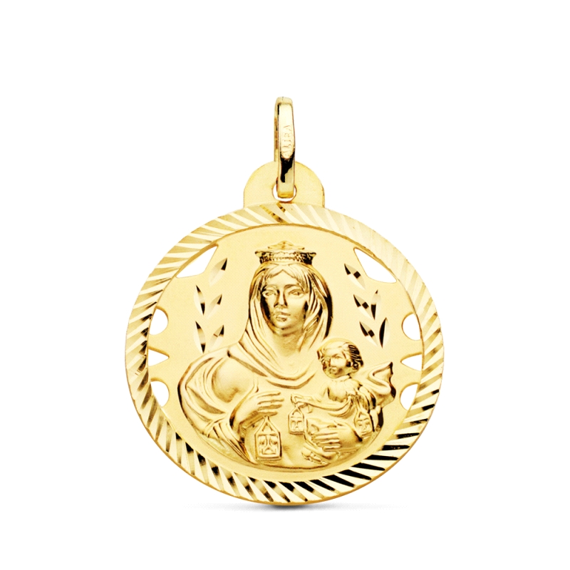 <STRONG>Medalla 26 mm Virgen del Carmen calado oro 18k helice</STRONG>. <STRONG>Medalla</STRONG> de la <STRONG>Virgen del Carmen